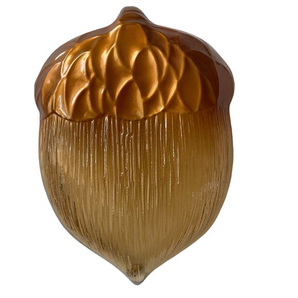 Turkish Amber Glass ACORN Dish Bowl Handmade Fall Autumn Decor by AKCAM New - Picture 10 of 16